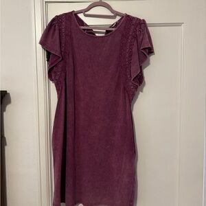 Purple Ruffle Sleeve Dress- from Three Bird Nest